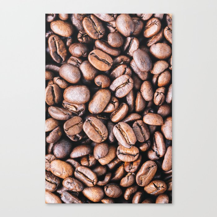 Close-up of roasted coffee beans l Food photography Canvas Print