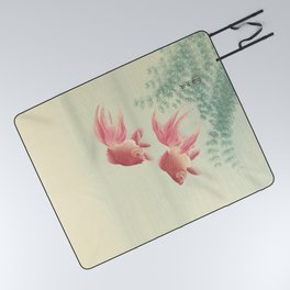 Goldfish Vintage Japanese Woodblock Print Picnic Blanket
