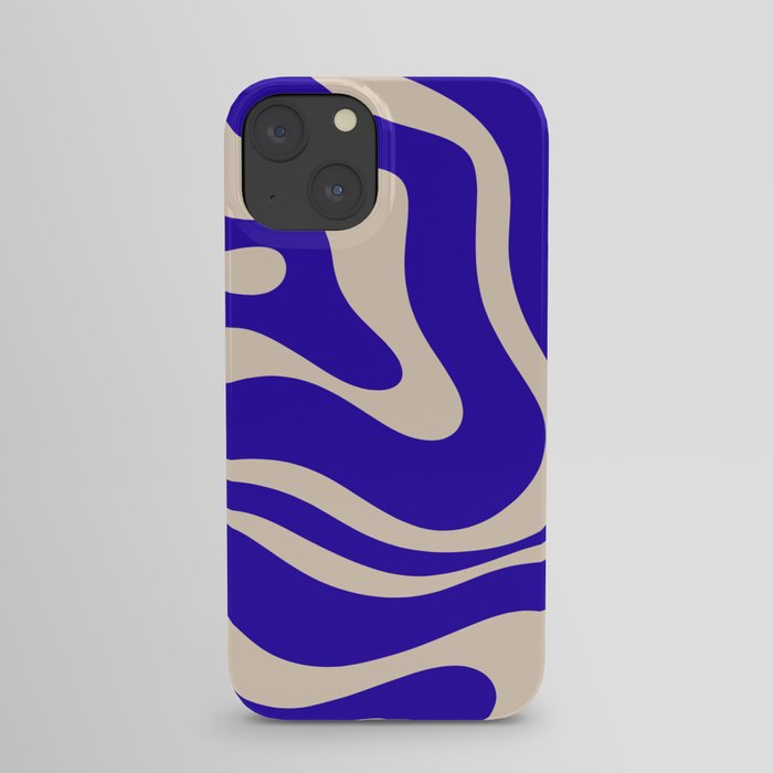 Modern Liquid Swirl Abstract Pattern Square in Cobalt Blue  iPhone Case
