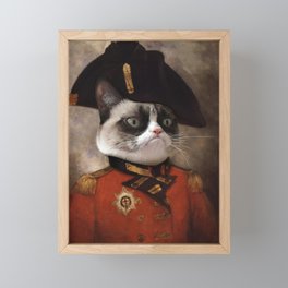 Angry cat. Grumpy General Cat. Framed Mini Art Print