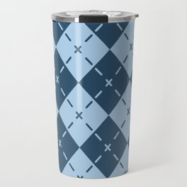 Retro Blue Argyle Pattern Travel Mug