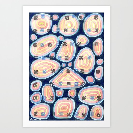 Woven Squares and Round Shapes Pattern Art Print