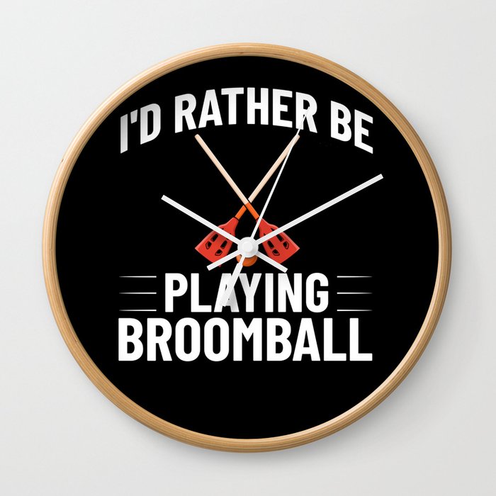 Broomball Stick Game Ball Player Wall Clock