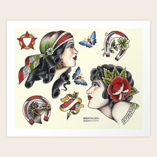 vintage tattoo design sheet by sebastian orth art print by vintage tattoo design sheet by sebastian orth art print by