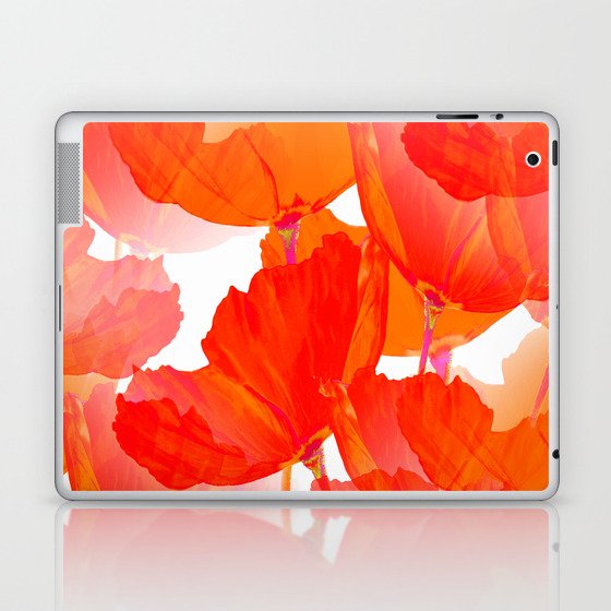 Red Poppies On A White Background #decor #society6 #buyart Laptop & iPad Skin