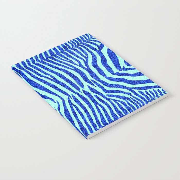 Blue Glitter Zebra Print Notebook