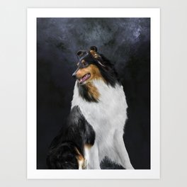 TWO ROUGH COLLIE DOGS LOVELY OLD STYLE DOG ART PRINT READY MATTED 
