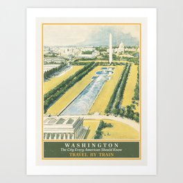 Washington DC Railroad Towards the Capitol Travel Poster Art Print Art Print
