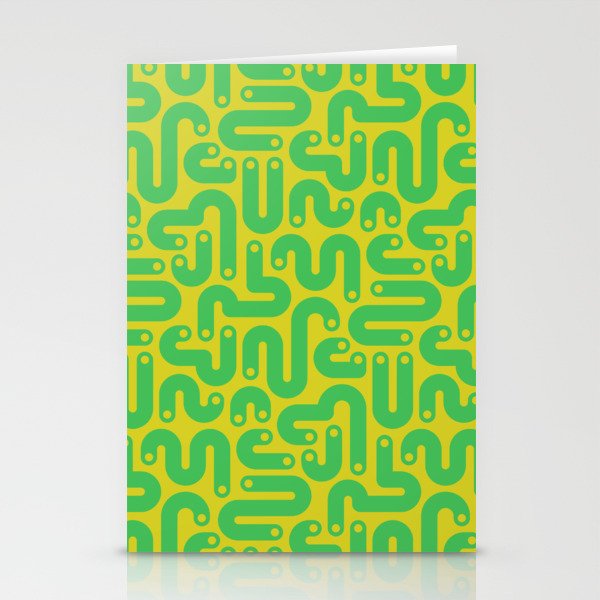 JELLY BEANS POSTMODERN 1980s ABSTRACT GEOMETRIC in NEON GRASS GREEN ON CITRON YELLOW Stationery Cards