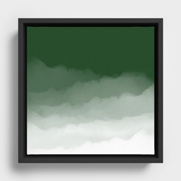 Forest Green Watercolor Ombre (green/white) Framed Canvas