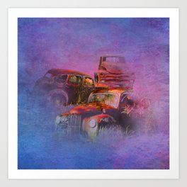 cars lost in the mist of time Art Print