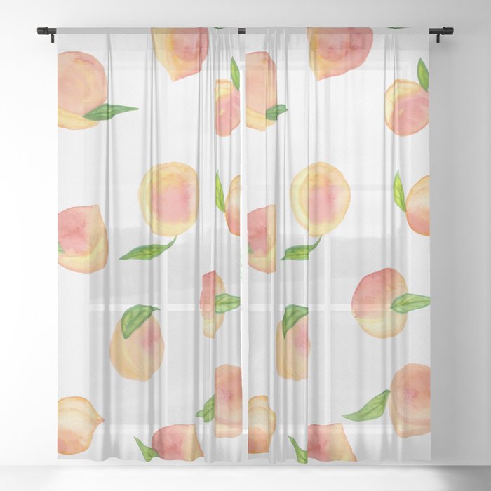 Fun Watercolor Peaches Sheer Curtain