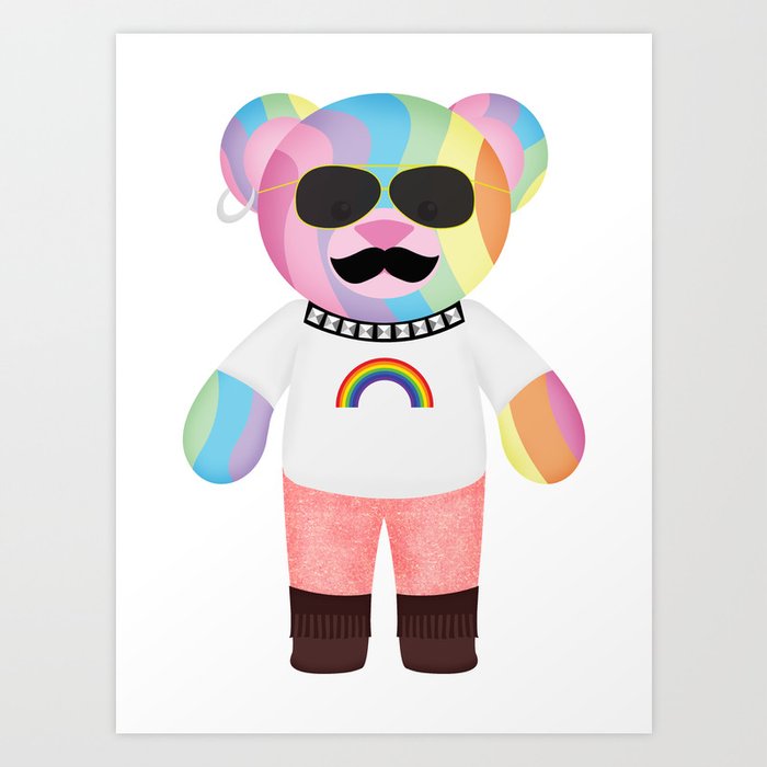 Punk Rainbow Bondage Bear Full Art Print