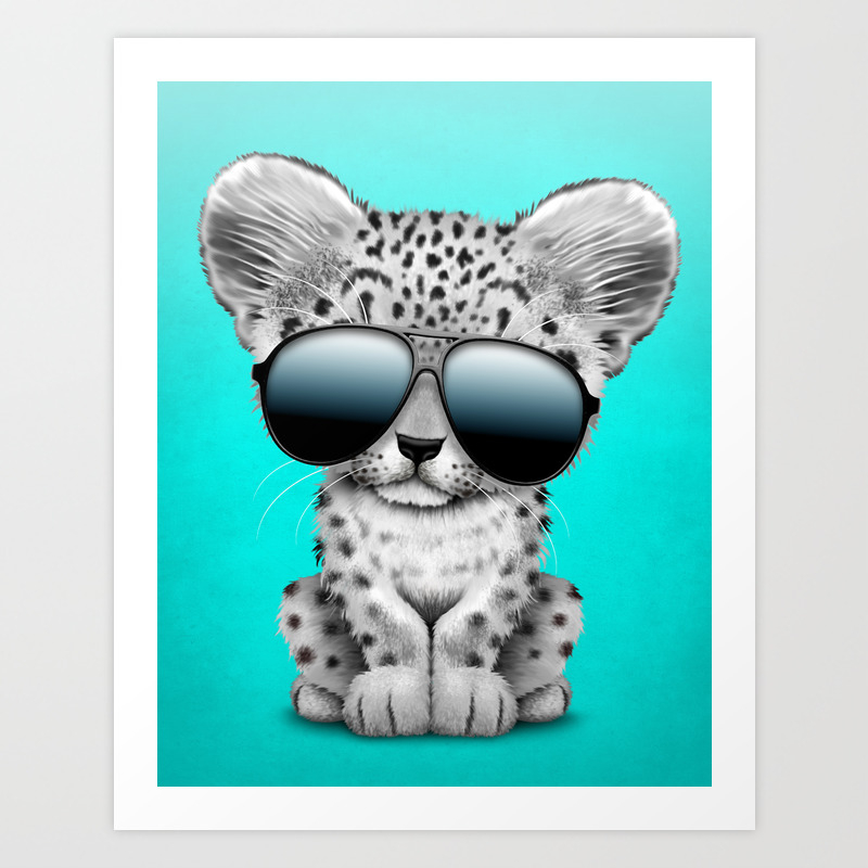 Cute Baby Snow Leopard Wearing Sunglasses Art Print By Jeff Bartels Society6 Cute Baby Snow Leopard Wearing Sunglasses Art Print By Jeff Bartels Society6