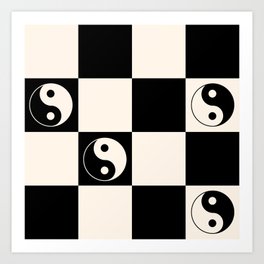 Yin Yang Checkered Y2k Art Print