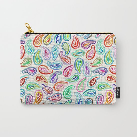 Simple Hand Painted Watercolor Paisley Pattern Carry-All Pouch