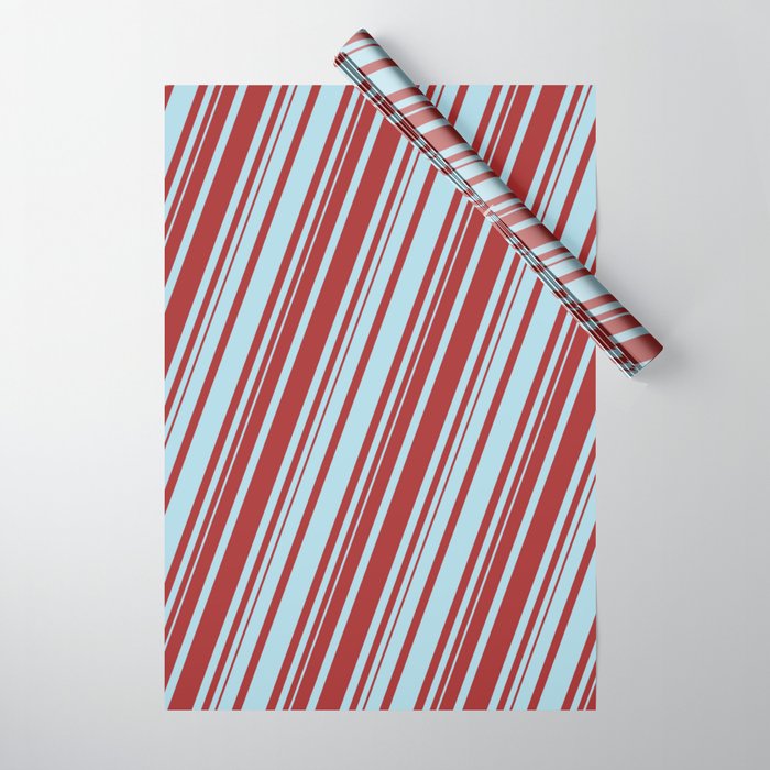 Light Blue & Brown Colored Lines Pattern Wrapping Paper