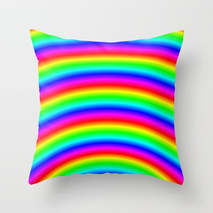 Psychedelic Neon Rainbow Throw Pillow