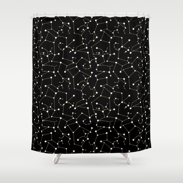Constellation Simple Pattern Black Shower Curtain