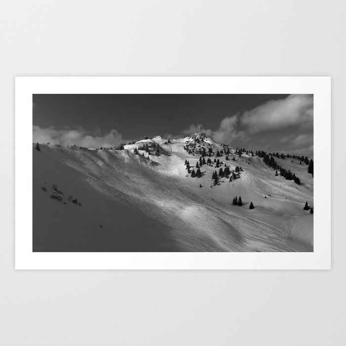 Ski Tracks; End of Winter Day's Skiing, Tirol, Austrian Alps black and white photography - photographs Art Print