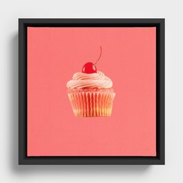 Cupcake Love | Pink with a Cherry on Top Framed Canvas