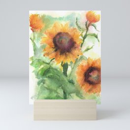 Sunflower Watercolor Study: Field Sketch Mini Art Print