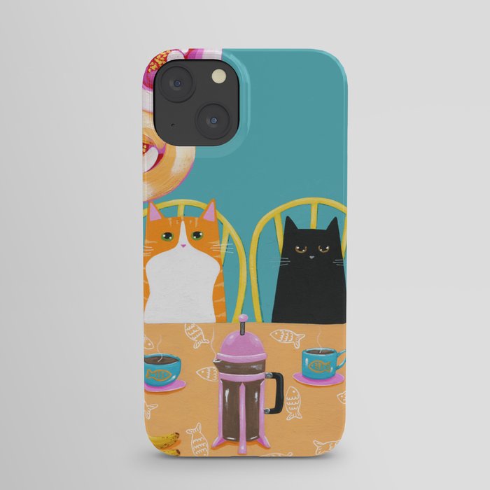 French Press Coffee Cats and Bananas iPhone Case