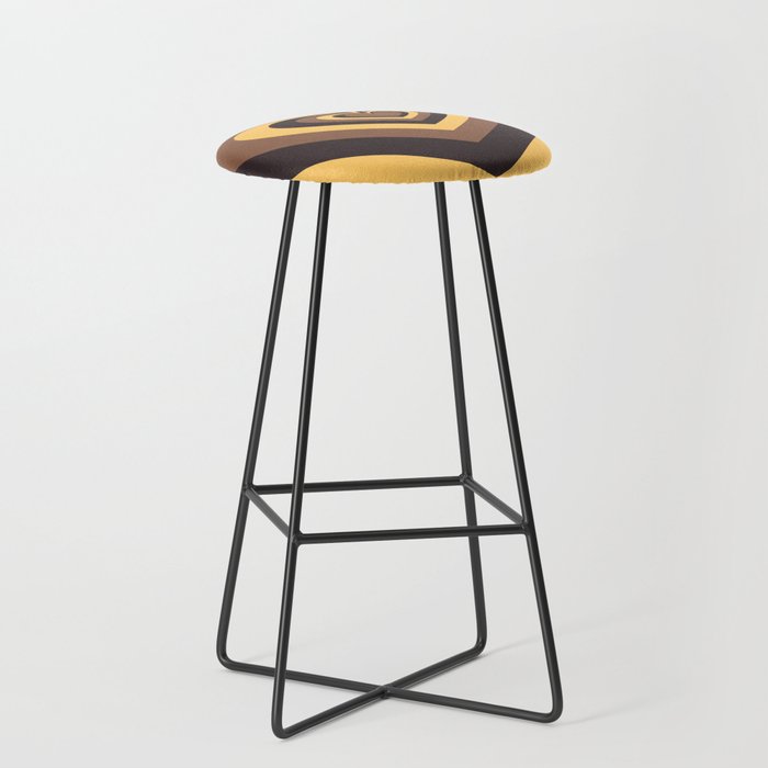 Retro Brown + Yellow Psychedelic Hearts Bar Stool