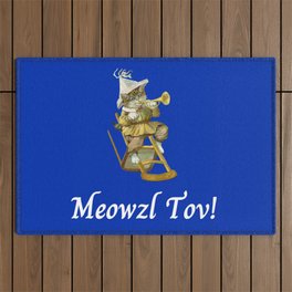Meowzl Tov Hanukkah Cat Outdoor Rug
