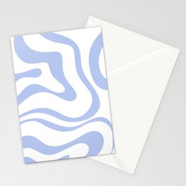 Modern Liquid Swirl Abstract Square in White and Light Blue Periwinkle  Stationery Card