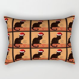 Le Chat Noel Christmas Parody Grungy Distressed Vintage Cat Rectangular Pillow