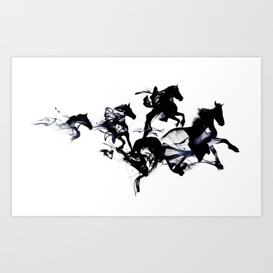 Black horses Art Print