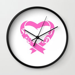 Heart Breast Cancer Support Squad Fighter Wall Clock
