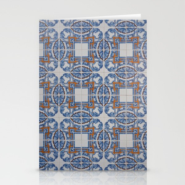 Retro vintage azulejos tiles in Lisbon Portugal - blue pattern street and travel photography Stationery Cards