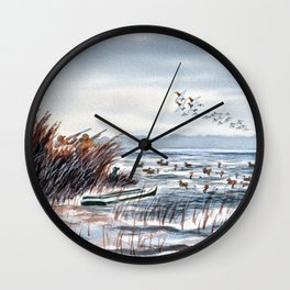 Duck Hunting For Canvasbacks Wall Clock