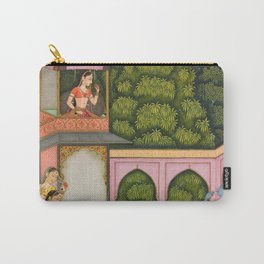 Krishna Approaches Radha - 17th Century Classical Hindu Art Carry-All Pouch | Watercolor, Oil, Kali, Hinduart, Indianart, Shiva, Hinduism, Ganesha, Wallhanging, Hindu 
