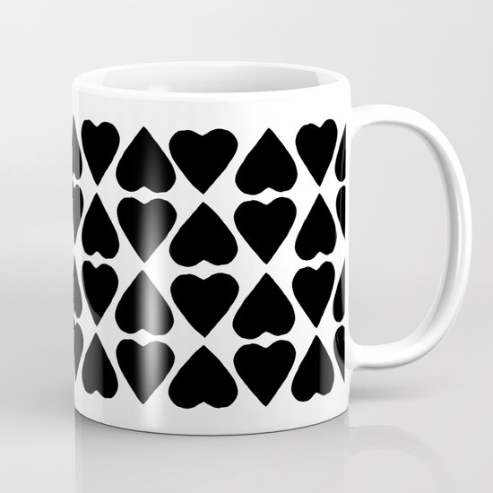 Diamond Hearts Repeat Black Mug