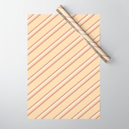 [ Thumbnail: Tan, Dark Salmon & Mint Cream Colored Lines Pattern Wrapping Paper ]