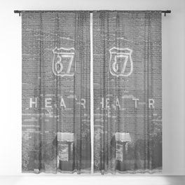Drive in Movie Theater Black and White Sheer Curtain