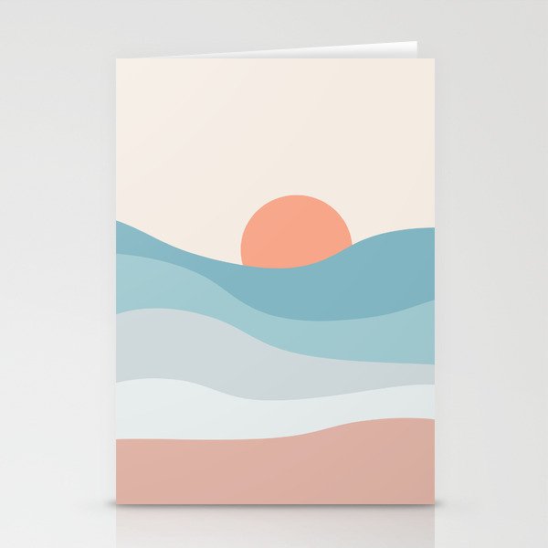 Pink sandy beach at sunset Stationery Cards