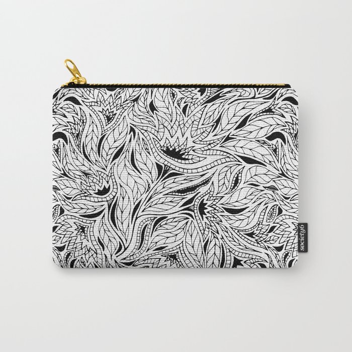 Abstcract black-and-white flowers Carry-All Pouch