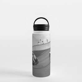 Vintage Italian race car test track with antique Bugatti's racing black and white photograph / photography   Water Bottle
