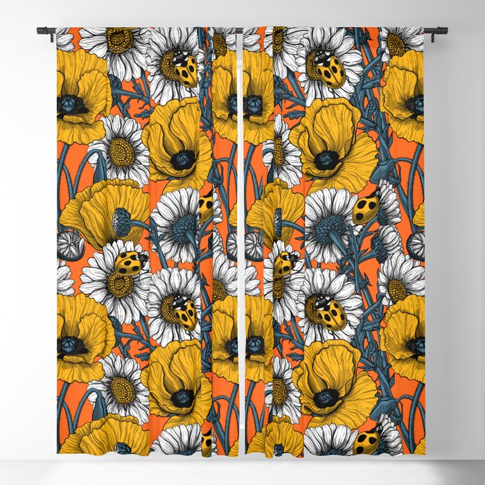 The meadow in yellow and orange Blackout Curtain