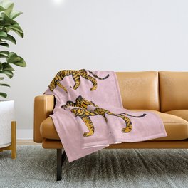 Tigers (Pink and Marigold) Throw Blanket