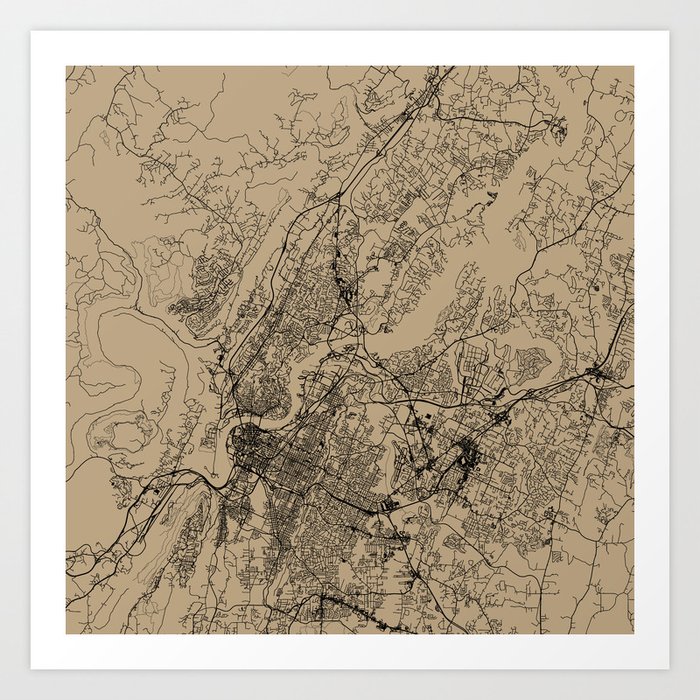 Chattanooga USA City Map Art Print