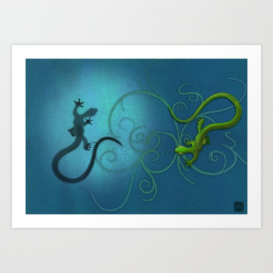 Gecko duality Art Print