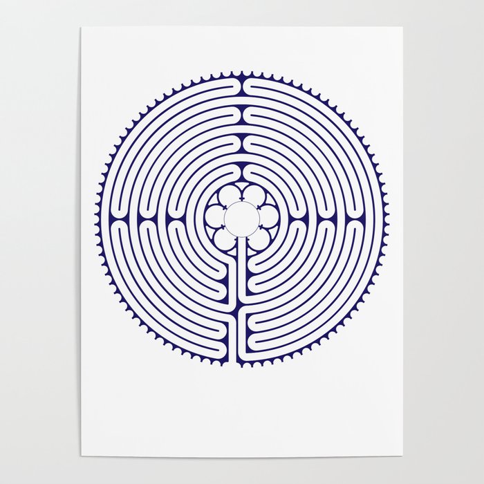 Cathedral of Our Lady of Chartres Labyrinth - Blue Poster