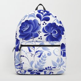 Blue floral pattern made in the technique of Russian folk art Gzhel Backpack | Blue, Graphicdesign, Flowers, Abstract, Typography, Gzhel, Art, Concept, Folk, Watercolor 