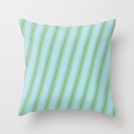 [ Thumbnail: Powder Blue and Dark Sea Green Colored Striped/Lined Pattern Throw Pillow ]