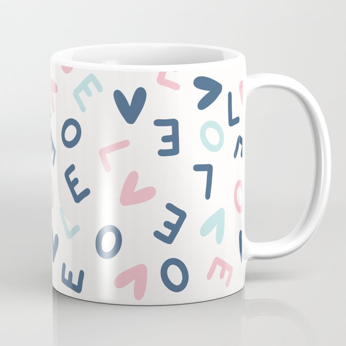 Valentine Pastel Pink Blue Letter Love Coffee Mug
